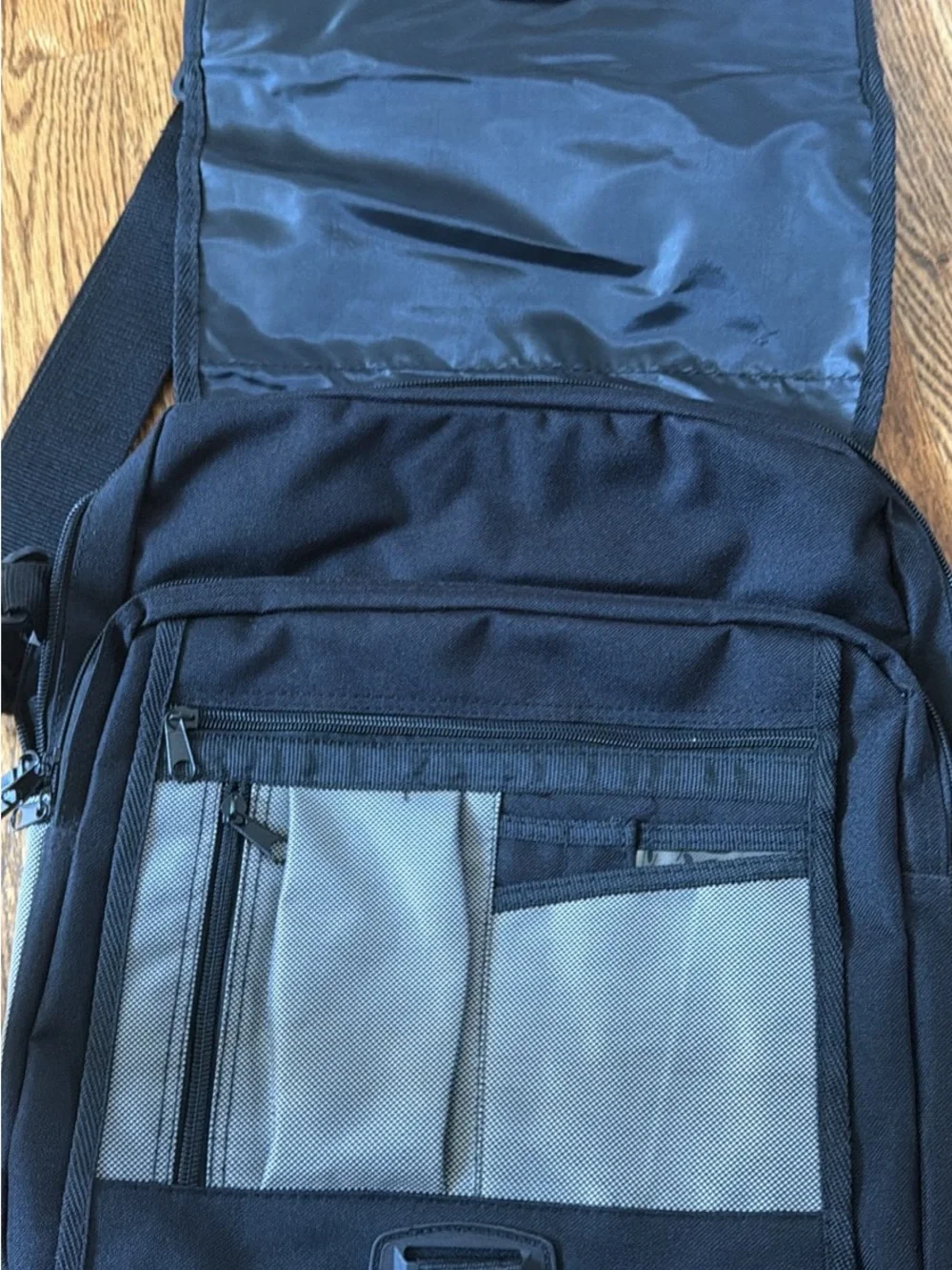 Gray and Black laptop bag